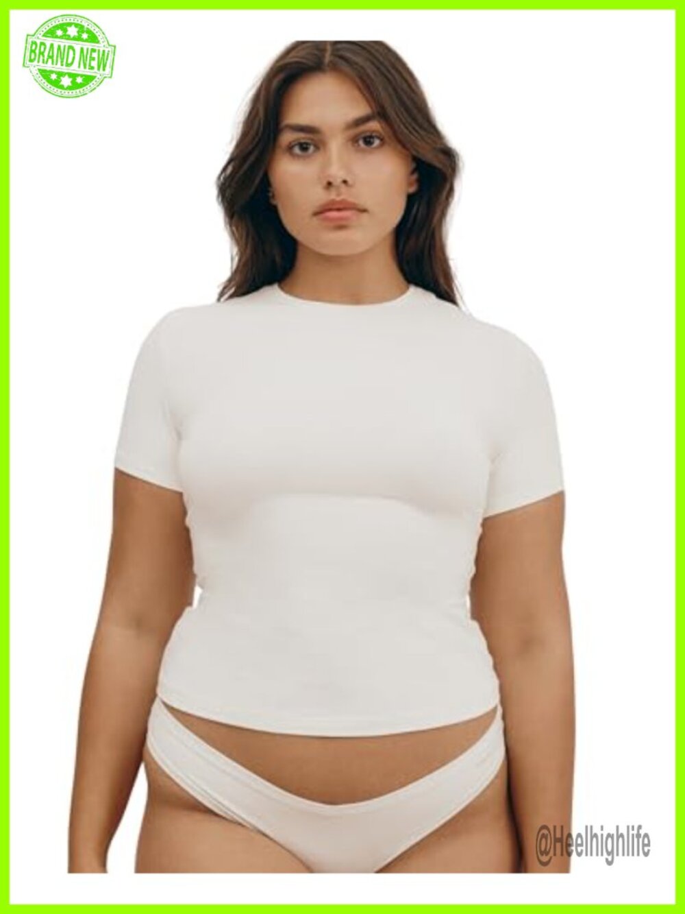 Organic Cotton Flex Short Sleeve Crew Neck Crop T-Shirt Fitted